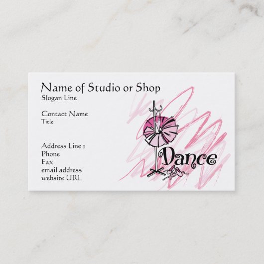 Dansstudio of winkel visitekaartje (Voorkant)