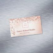 Dansstudio school roos goud roze logo magnetisch visitekaartje (Voorbeeld)