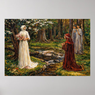 Dante en Beatrice door John William Waterhouse Poster
