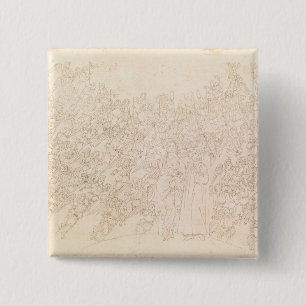 Dante en Beatrice, van Dante's 'Divine' Vierkante Button 5,1 Cm