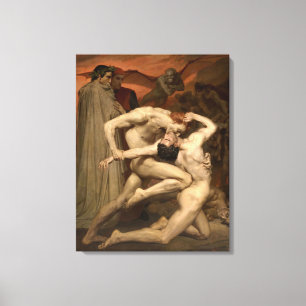 Dante en Vergilius in de hel (door Bouguereau) Canvas Afdruk