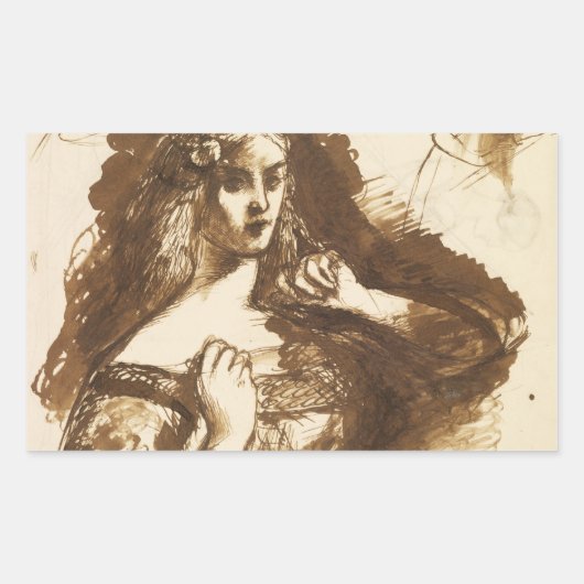 Dante Gabriel Rossetti - Halve schets Rechthoekige Sticker (Voorkant)