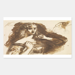 Dante Gabriel Rossetti - Halve schets Rechthoekige Sticker