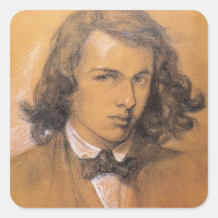 Dante Gabriel Rossetti - Zelfportret Vierkante Sticker