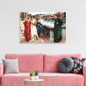 Dante ontmoet Beatrice in Florence. Canvas Afdruk (Insitu (Woonkamer))