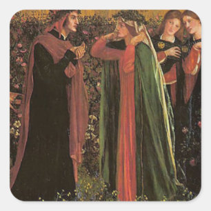 Dante ontmoet Beatrice Vierkante Sticker