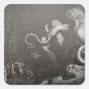 Dante & Virgil ontmoeten Minos en zijn staart - In Vierkante Sticker