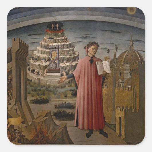 Dante voor Mt. Purgatory Vierkante Sticker (Voorkant)