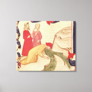 Dante zuivert zichzelf voordat ze binnenkomt canvas afdruk