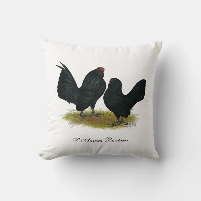 D'Anvers Black Bantams Kussen (Voorkant)