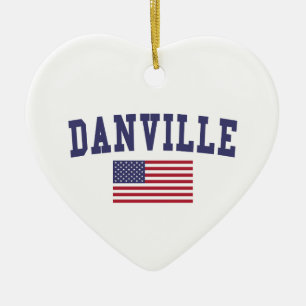 Danville CA US Flag Keramisch Ornament
