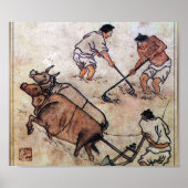 Danwon Nongali Koreaans rijstveld ploegen Poster (Voorkant)