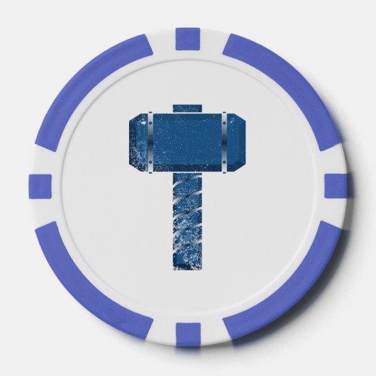 DAoC Midgard Clay Poker Chips, Blauwe Gestreepte R Pokerchips (Voorkant)
