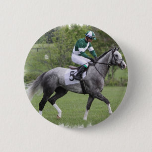 Dapapped Gray Race Horse Pin Ronde Button 5,7 Cm