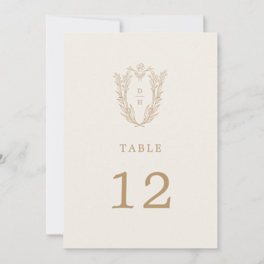 DAPHNE Elegant Cream Gold Mariage Numéros de table (Devant)
