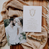 DAPHNE Elegant Goud Wit Classic Fotobruiloft Kaart