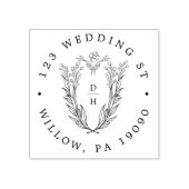 DAPHNE Floral Rubber Wedding Retour Adres Stempel (Afrduk)