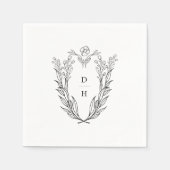 DAPHNE minimalistische zwart wit groen bruiloft Servet (Voorkant)