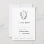 DAPHNE noir blanc traditionnel mariage carte RSVP (Devant)