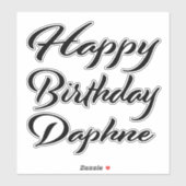 Daphné Nom Prénom Anniversaire de Black Sticker (Feuille)