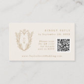 DAPHNE QR Code Cream Gold Boho Wedding RSVP Kaarte Informatiekaartje (Voorkant)