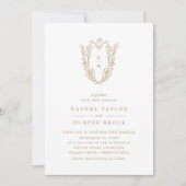 DAPHNE QR Code Goud Wit Bloemen Classy Wedding Kaart (Voorkant)