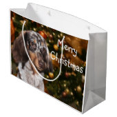 Dapped Dachshund Kerstmis Groot Cadeauzakje (Achterkant Gekanteld)