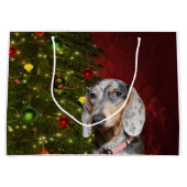 Dapped Dachshund Kerstmis Large Cadeauzakje (Voorkant)