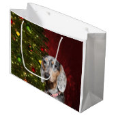 Dapped Dachshund Kerstmis Large Cadeauzakje (Voorkant Gekanteld)