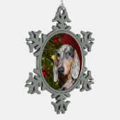 Dapped Dachshund Kerstmis Tin Sneeuwvlok Ornament (Links)