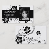 D'appel Affaires ou conception de fleur de noir de carte (Devant / Derrière)