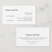 D'appel Agent de prêt / Hypothèque / Carte de visite immob (Devant / Derrière)