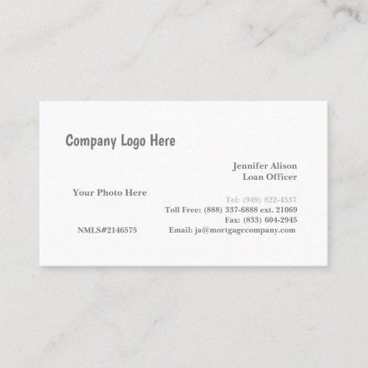 D'appel Agent de prêt / Hypothèque / Carte de visite immob (Devant)