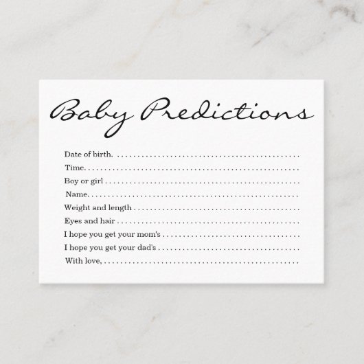D'appel Baby shower de carte de prédiction pour bébés - Si (Devant)