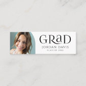 D'appel Black Simple Modern Arch Photo Diplômé Carte Nom (Devant)