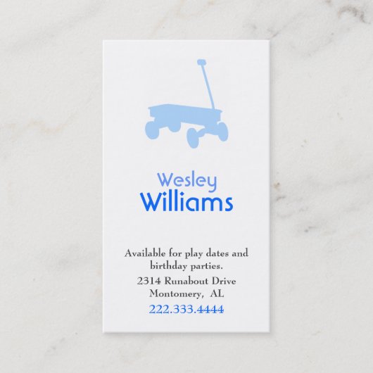 D'appel Blue Wagon Children Jouer Carte Date (Devant)