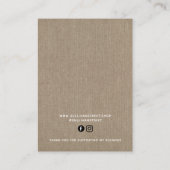 D'appel Burlap Logo Collier Boucles d'oreilles Carte d'aff (Dos)