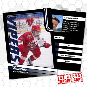 D'appel Carte à échanger de hockey sur glace en bleu noir