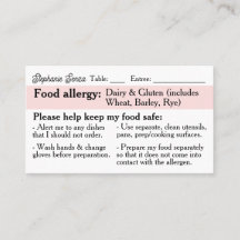 Carte Allergy, Restaurant Convivial Celiac