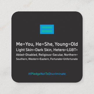 D'appel Carte antidiscrimination 2,5 po x 2,5 po Pack de 1