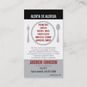 D'appel Carte bilingue anglaise/espagnole d'alerte (Dos)