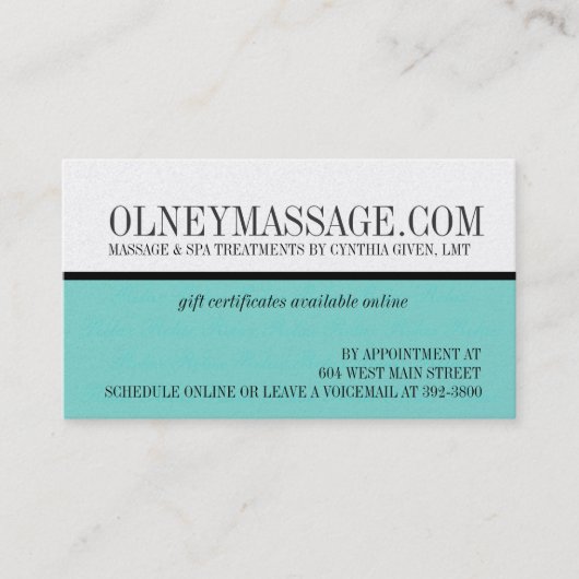 D'appel carte bleue de massage et de contact de spa (Devant)