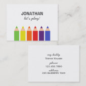 D'appel Carte colorée de Playdate de crayons (Devant / Derrière)