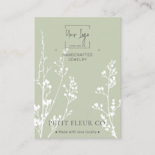 D'appel Carte d'affichage Sage Green Fleur sauvage QR Jewe