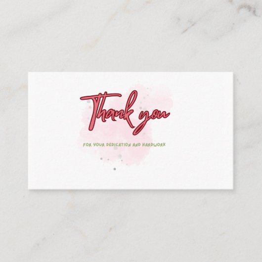 D'appel Carte d'appréciation pour le dévouement et le trav (Devant)