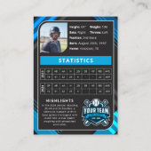 D'appel Carte de baseball à collectionner Blue & Black Pro (Dos)