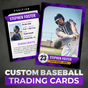 D'appel Carte de baseball à échanger noir violet joueur de