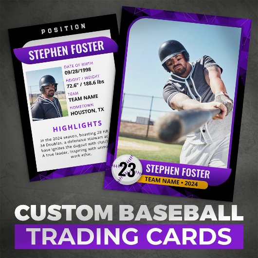 D'appel Carte de baseball à échanger noir violet joueur de