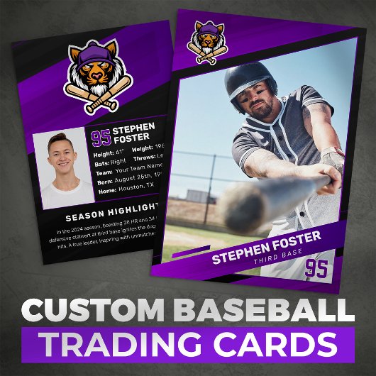 D'appel Carte de baseball à échanger violette et noire