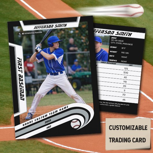 D'appel Carte de Baseball Argent Noir Animée
